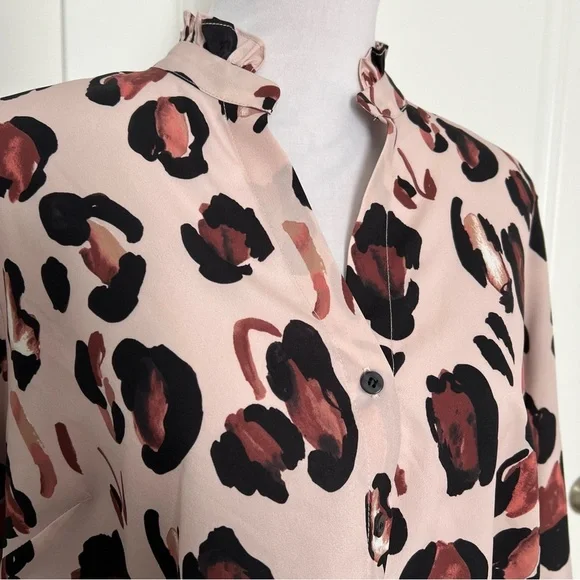 Eloquii Panthera Button Down w/ Ruffle Neck - NWT - Picture 6 of 15